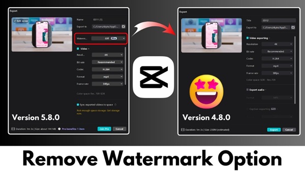 how to remove watermark in capcut pc